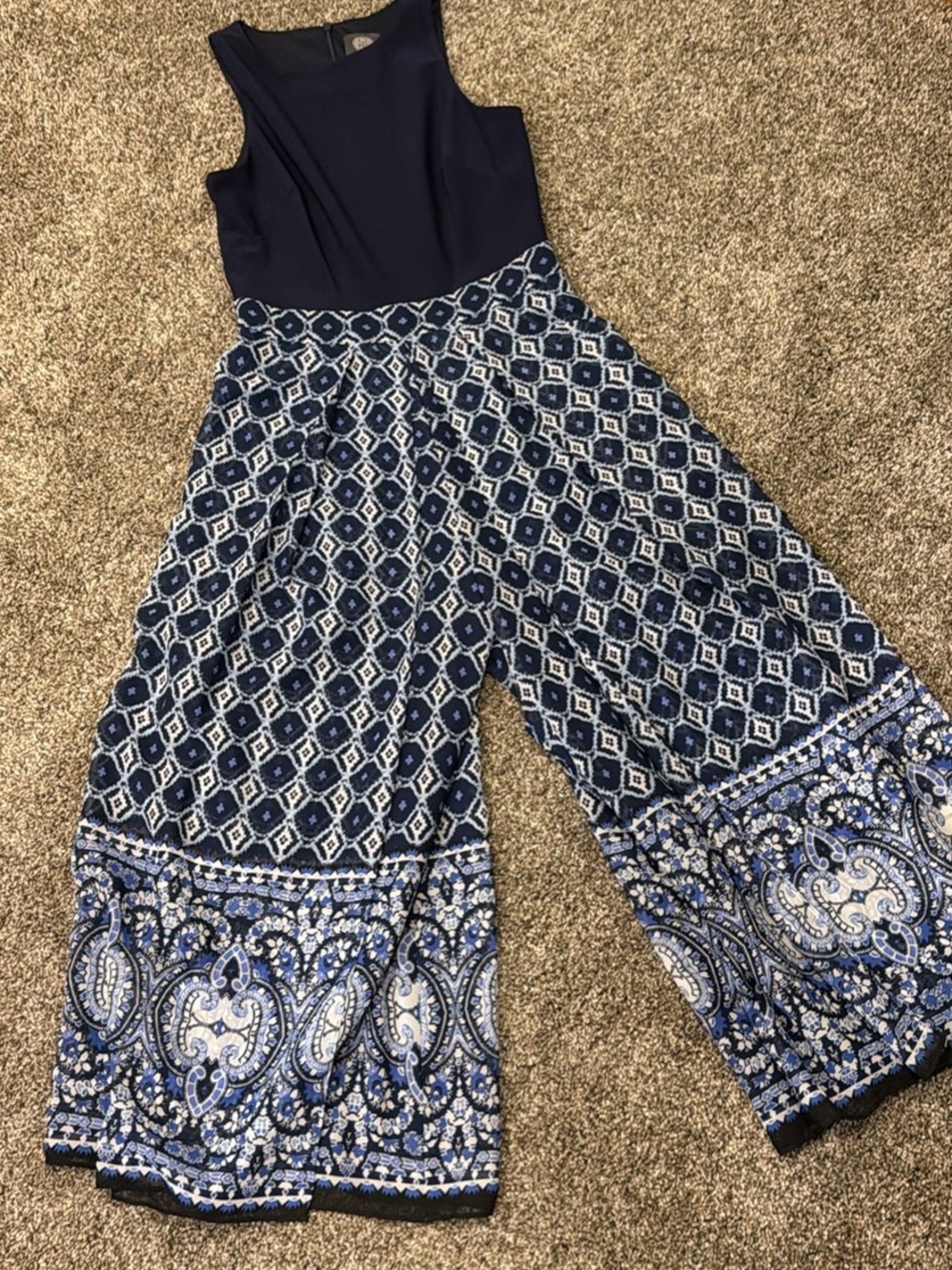 Vince Camuto Navy and White Wide-Leg Jumpsuit